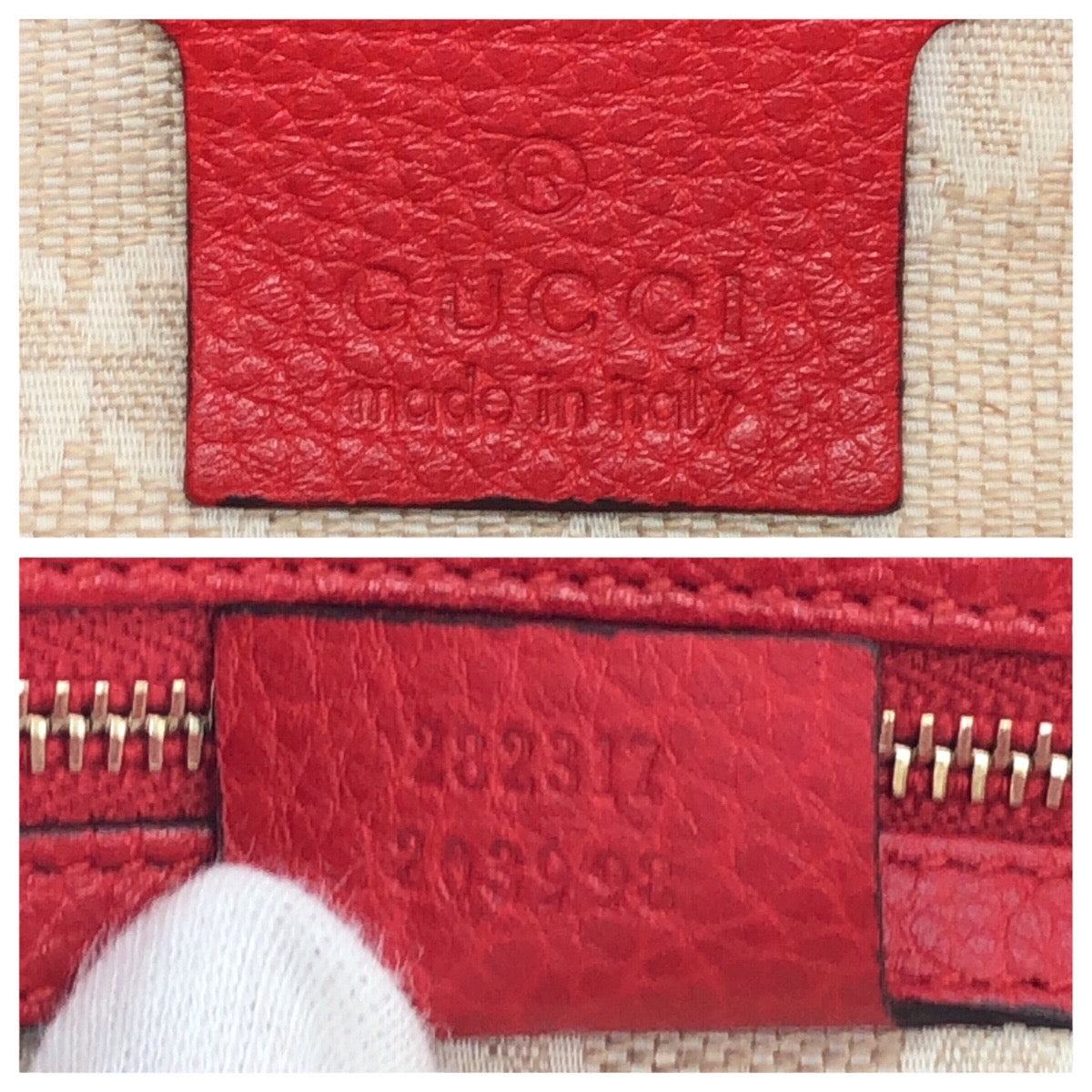 GUCCI Tote Bag 282317 leather Red Bamboo