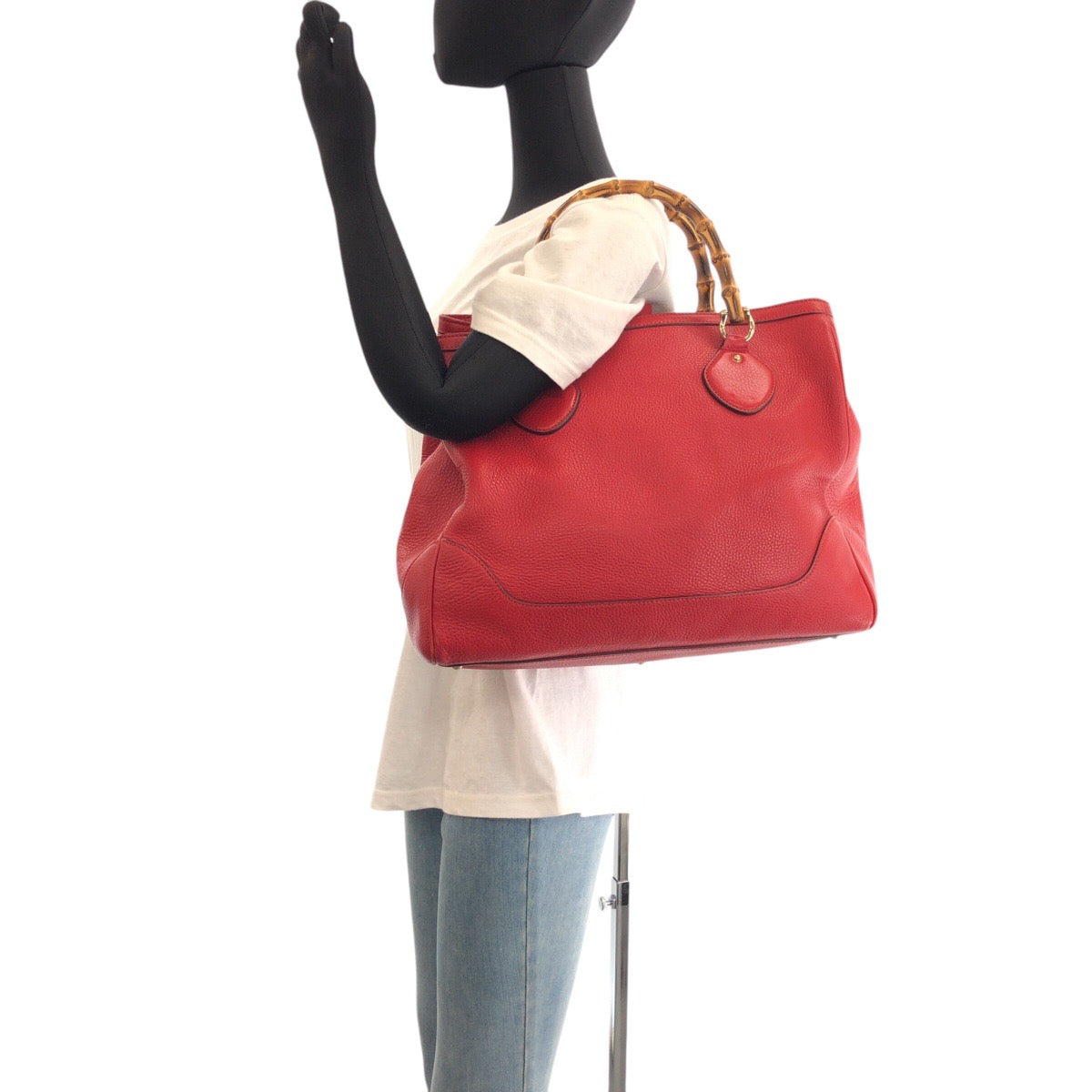 GUCCI Tote Bag 282317 leather Red Bamboo