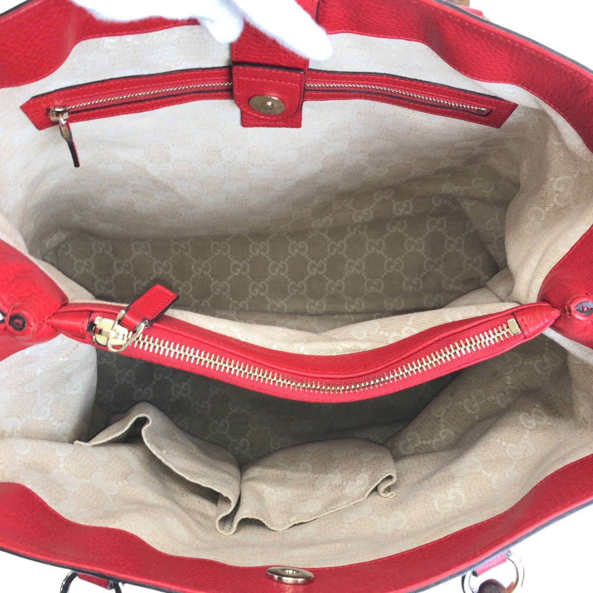 GUCCI Tote Bag 282317 leather Red Bamboo