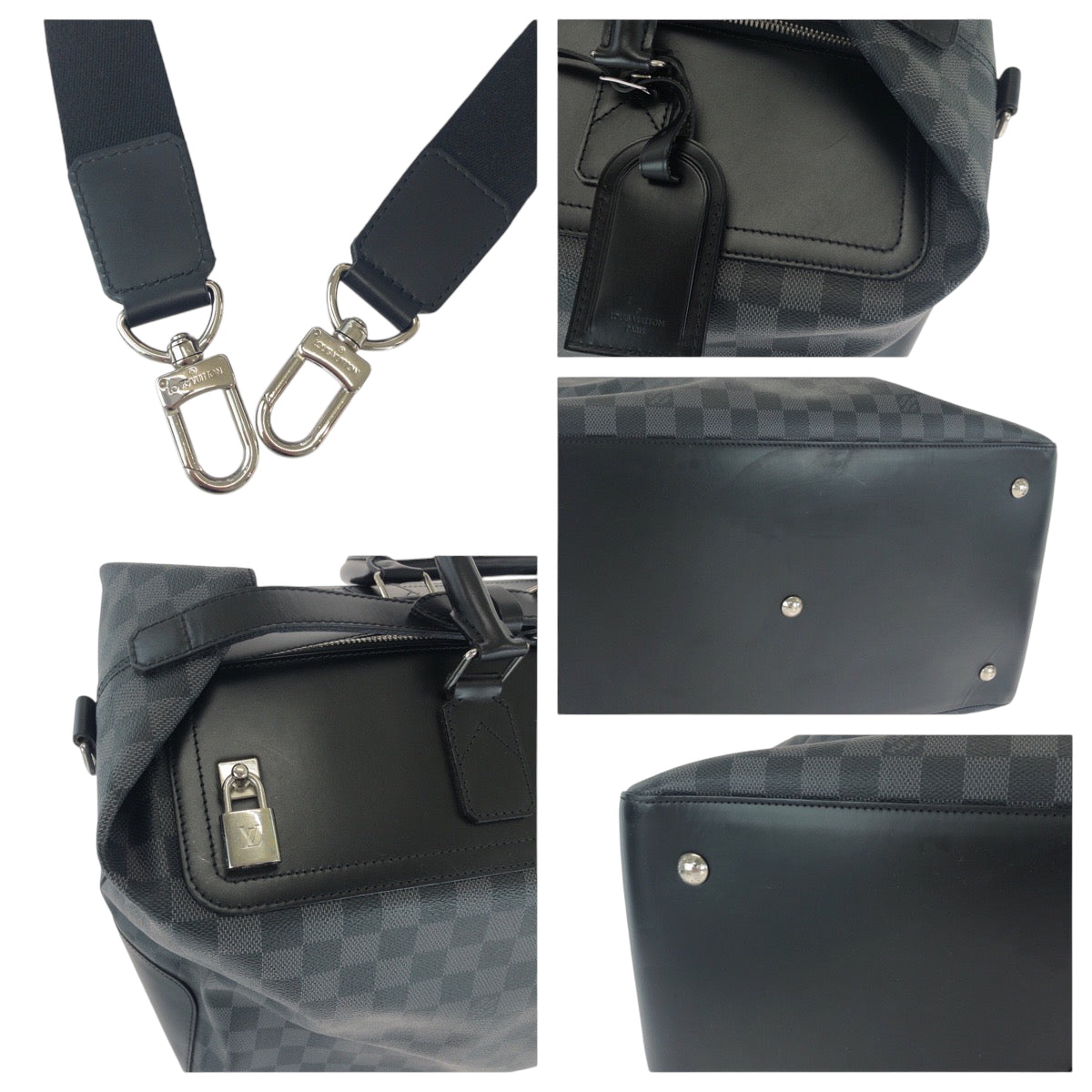 LOUIS VUITTON Boston Duffel bag N41164 PVC black Damier Graphite Neo Greenwich