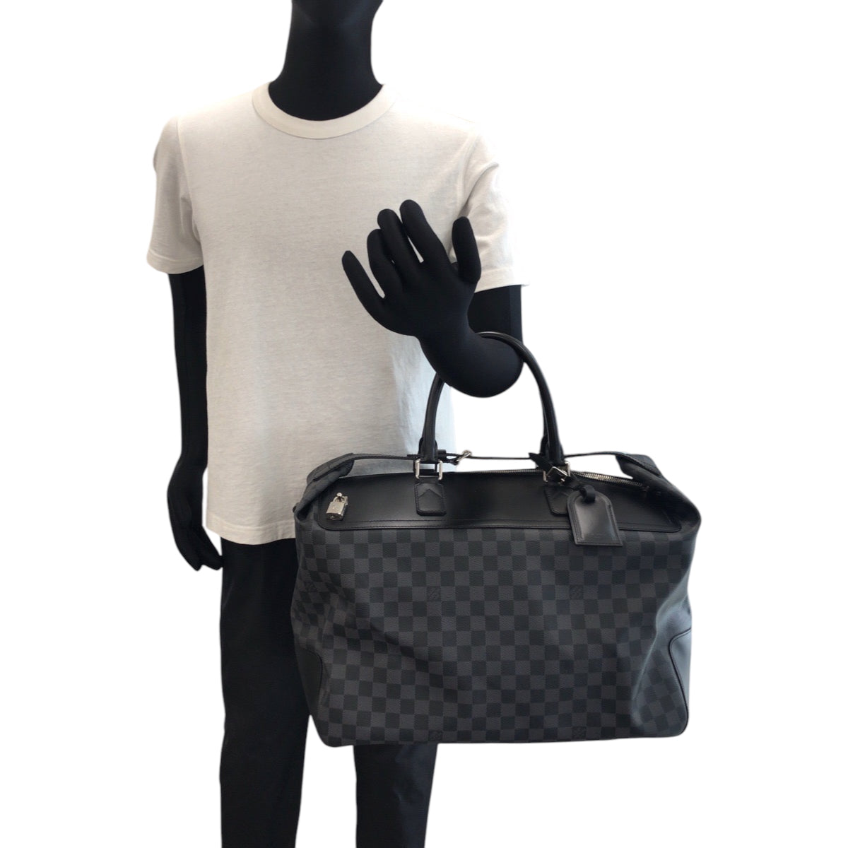 LOUIS VUITTON Boston Duffel bag N41164 PVC black Damier Graphite Neo Greenwich