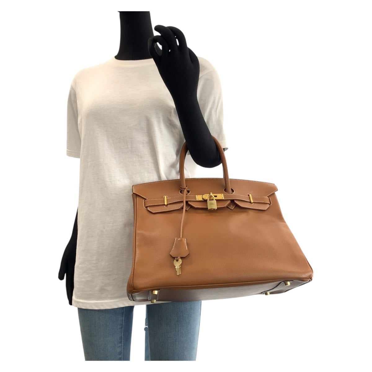 HERMES Handbag Courchevel caramel Birkin 35