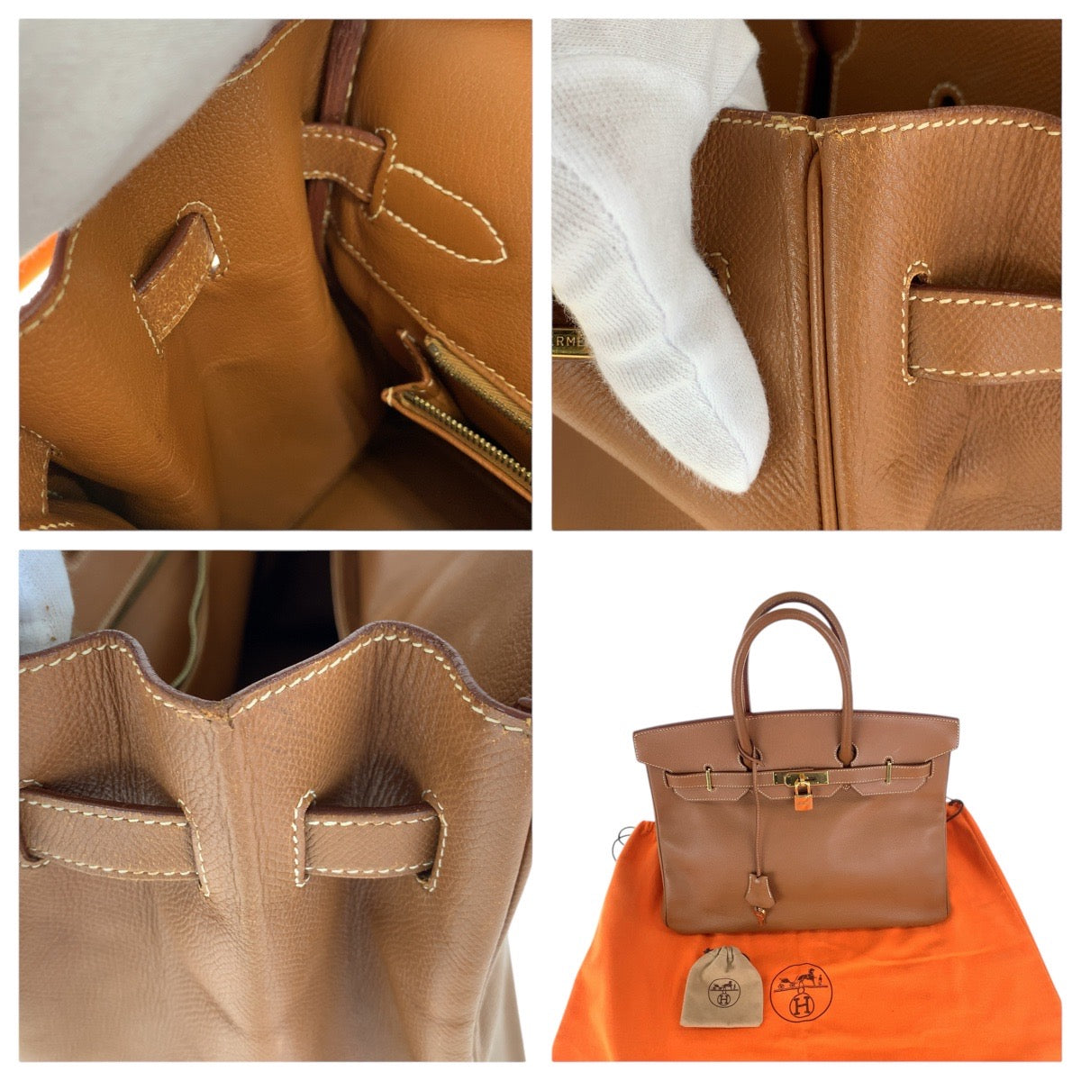 HERMES Handbag Courchevel caramel Birkin 35