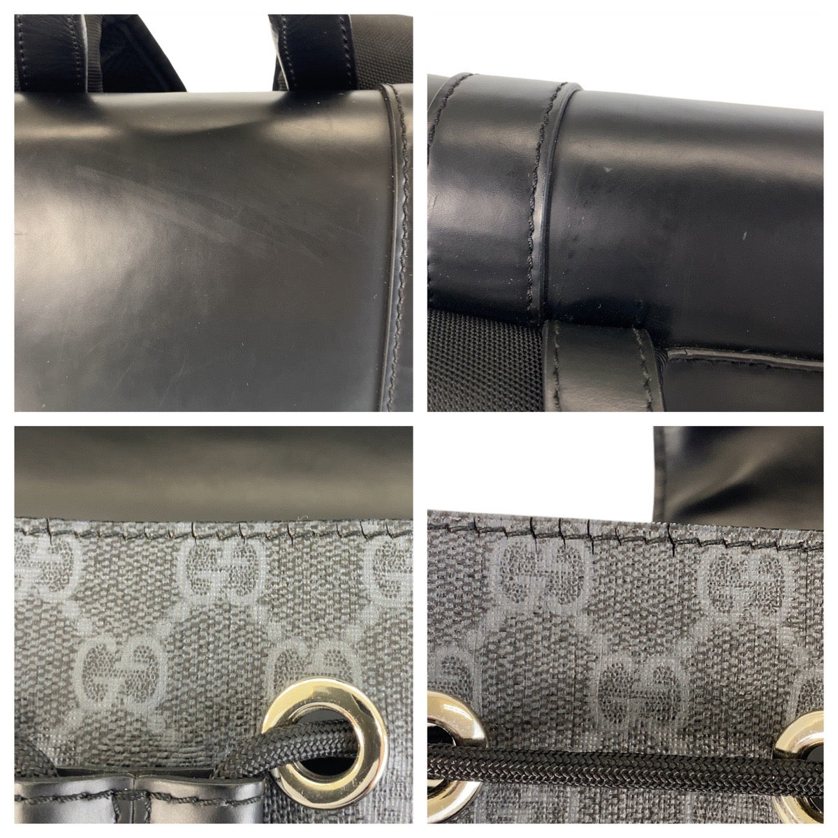 GUCCI Backpack 495563 GG Supreme Canvas black Sherry line