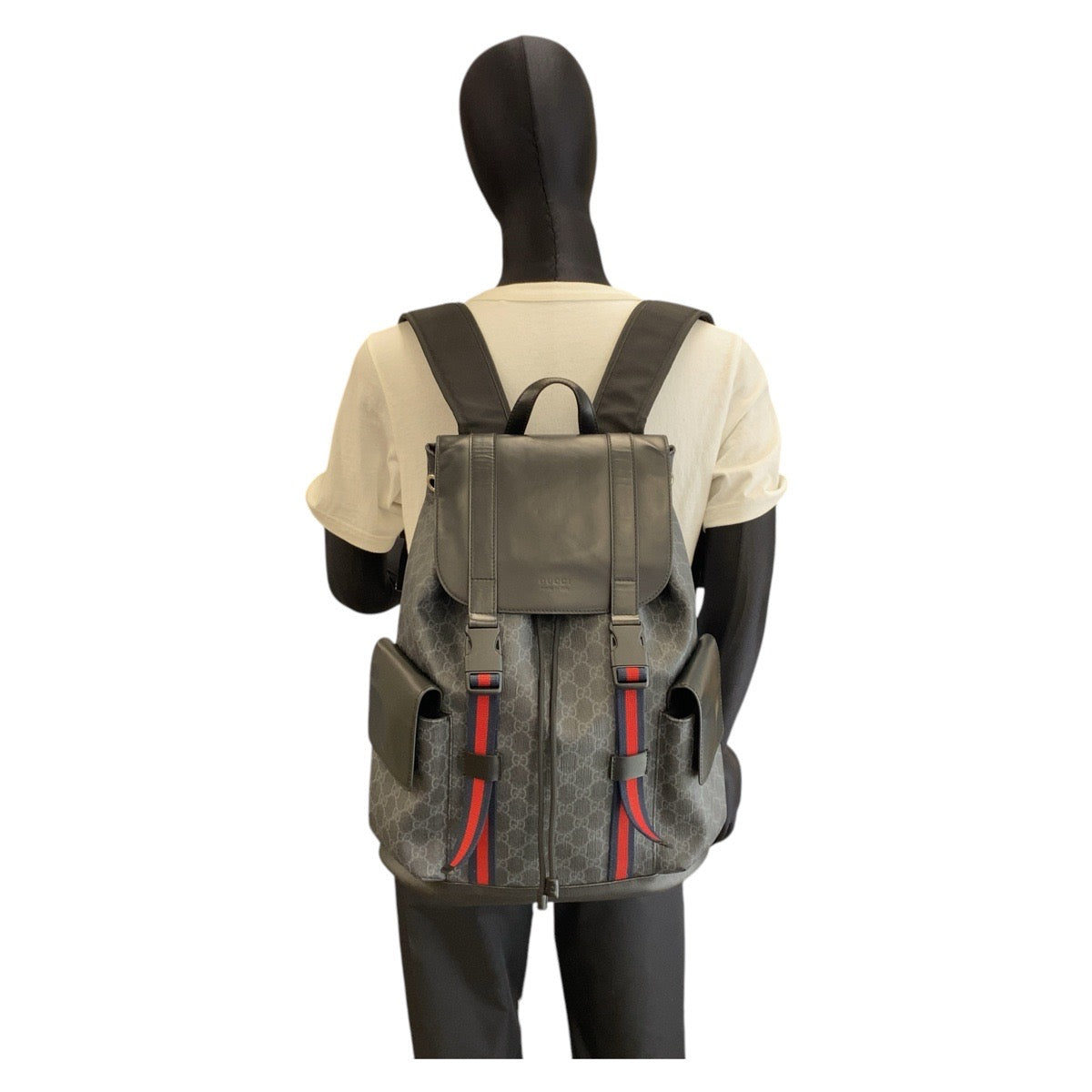 GUCCI Backpack 495563 GG Supreme Canvas black Sherry line
