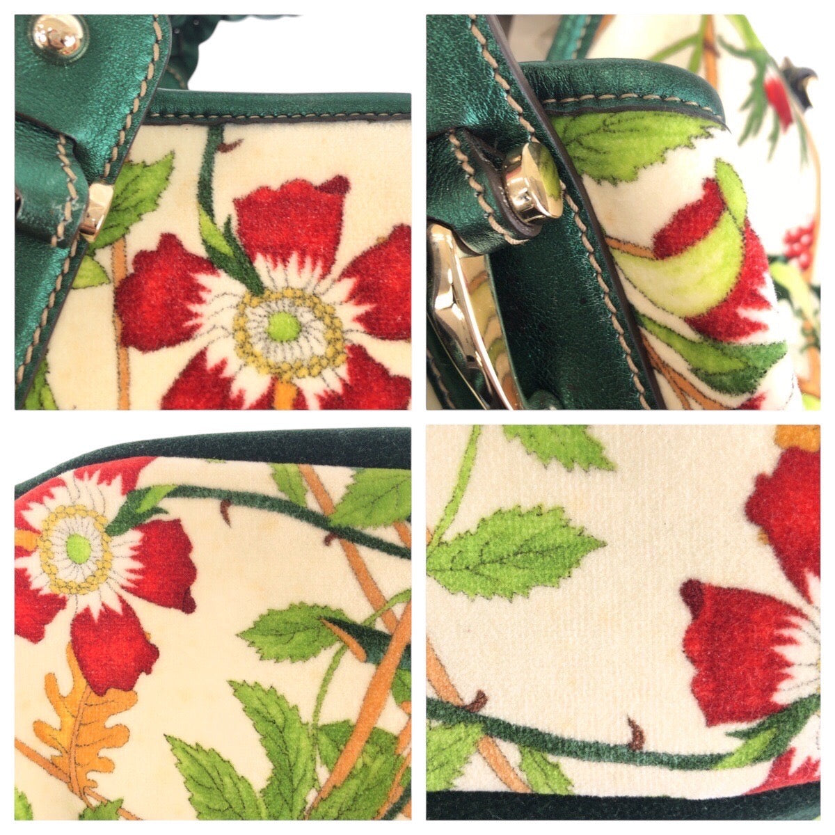 GUCCI Tote Bag 137621 Velor multicolor Horsebit Floral print