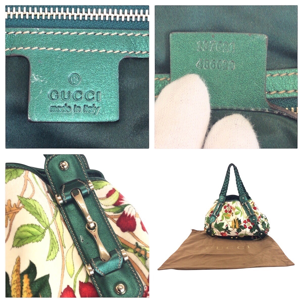 GUCCI Tote Bag 137621 Velor multicolor Horsebit Floral print