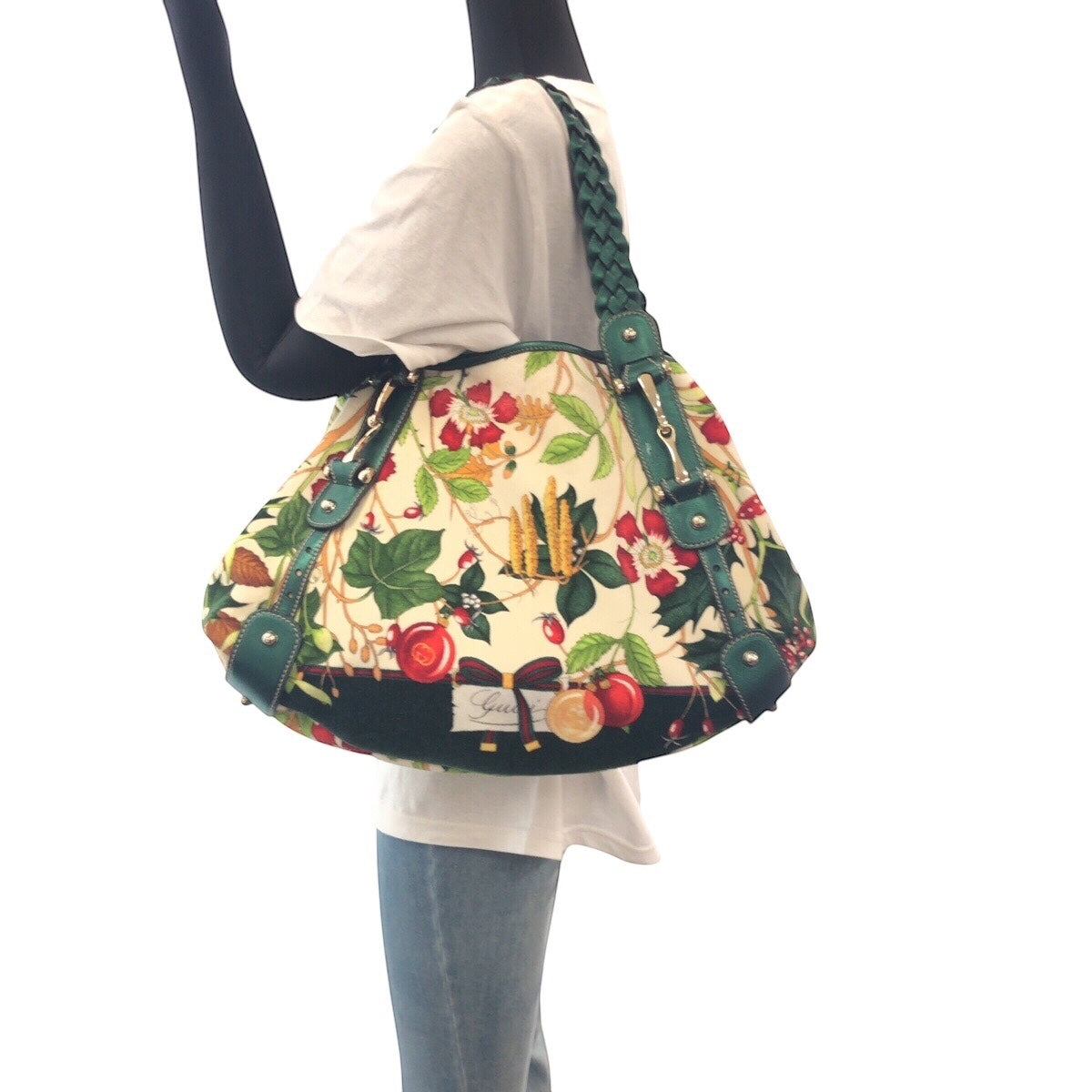 GUCCI Tote Bag 137621 Velor multicolor Horsebit Floral print