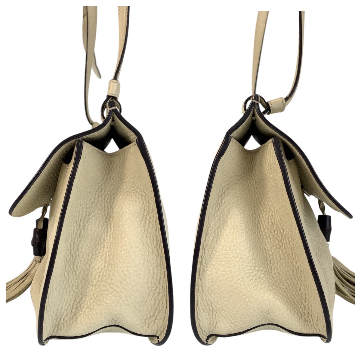 GUCCI Shoulder Bag 370826 leather Ivory Bamboo Daily Flap