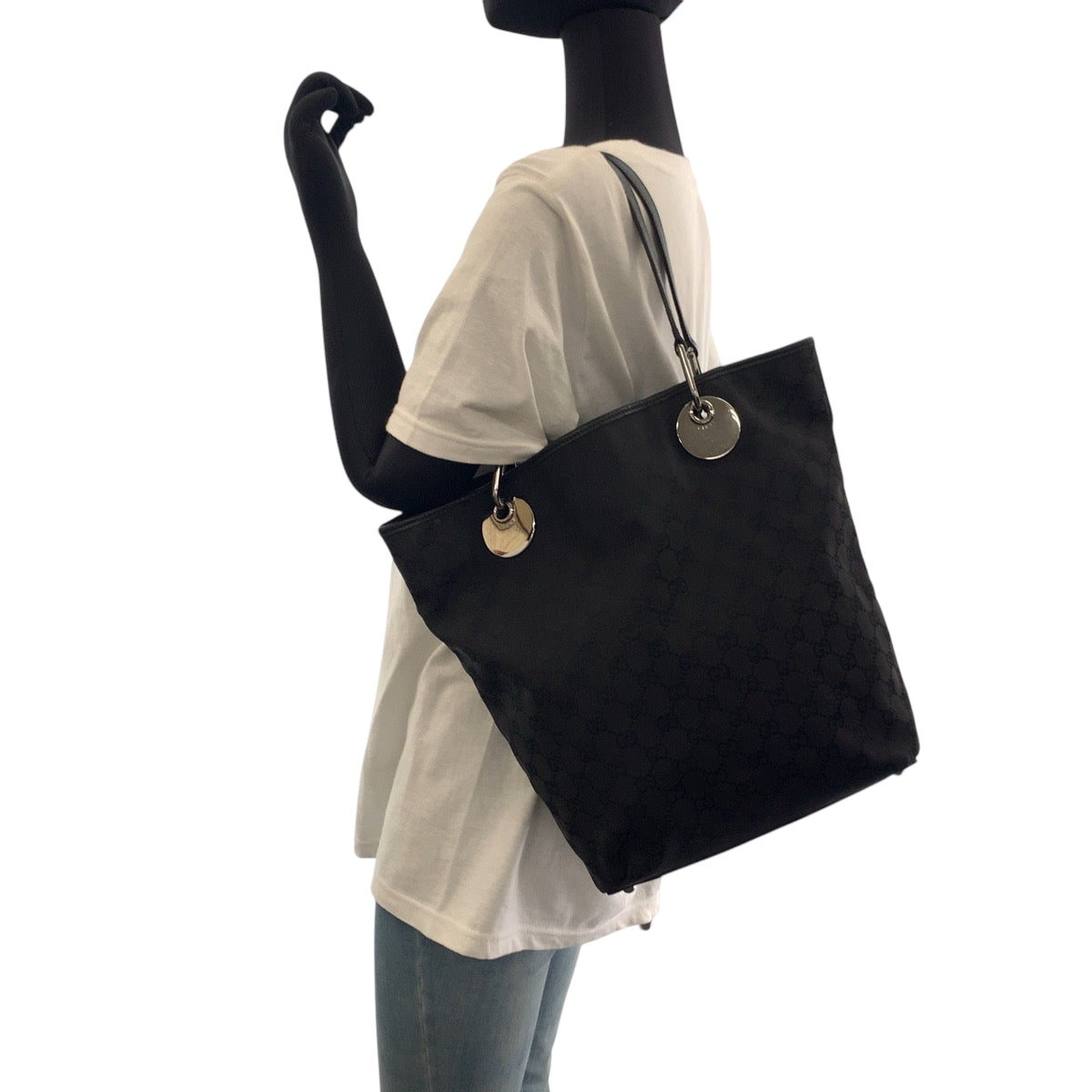 GUCCI Tote Bag 120836 GG canvas black