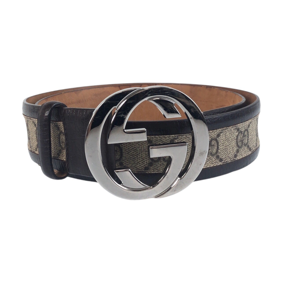 GUCCI belt 142930 GG Supreme Canvas Brown Interlocking 32