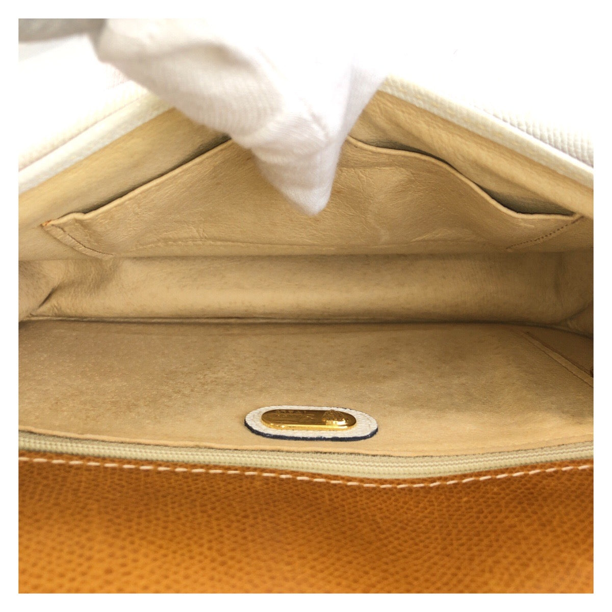 GUCCI Shoulder Bag leather Brown white Old Gucci