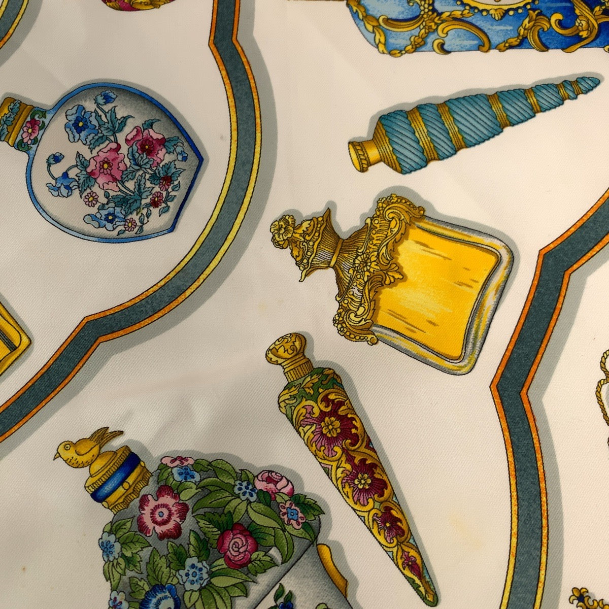 HERMES scarf silk Pink multicolor Perfume bottle Carre90