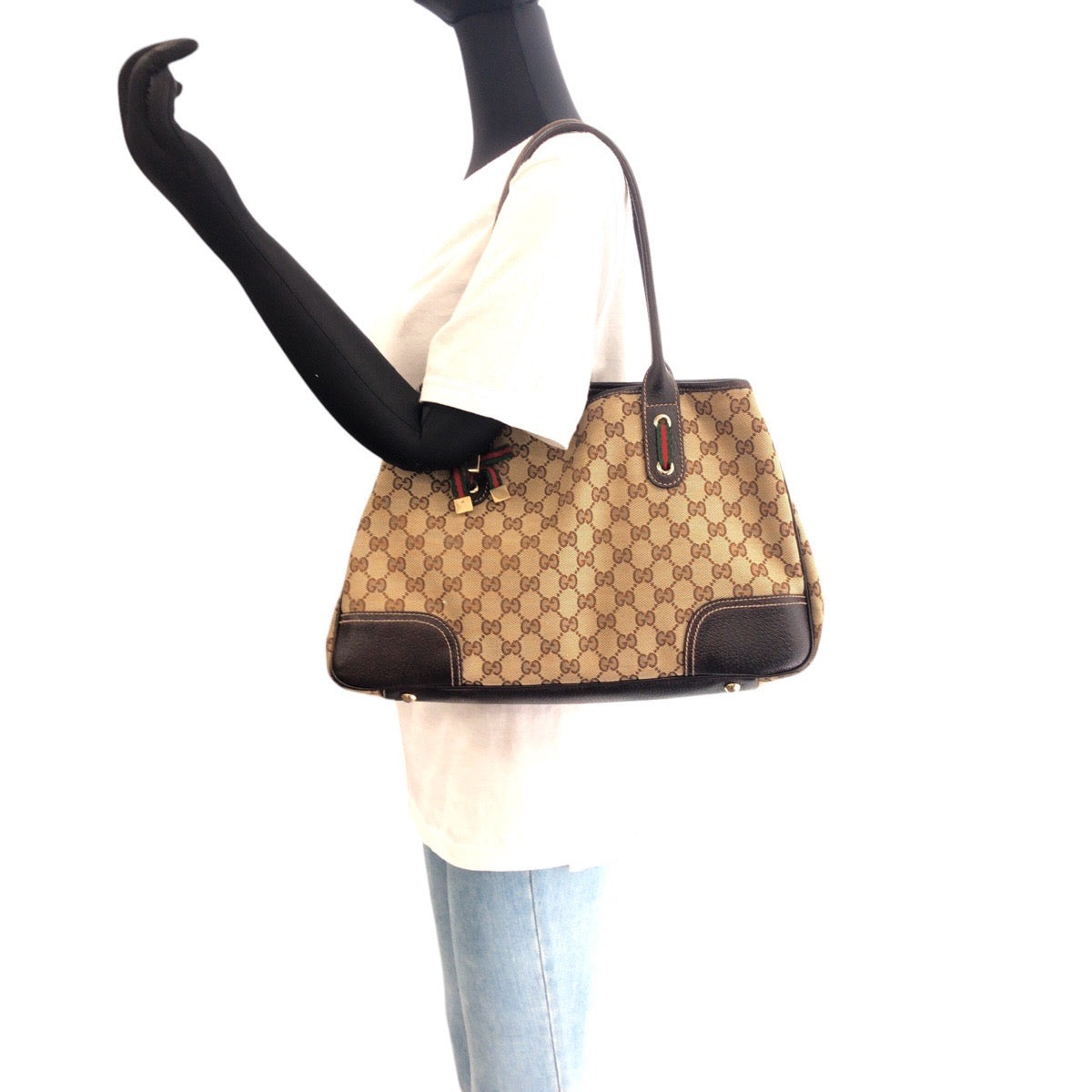 GUCCI Tote Bag GG canvas Beige brown Sherry line