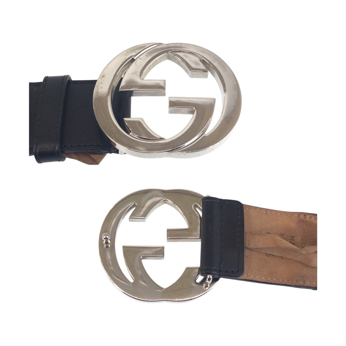 GUCCI belt 411924 canvas Green Black SilverMetal Sherry line Interlocking 34
