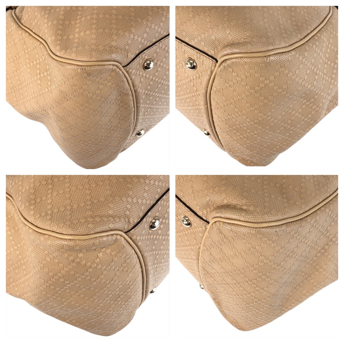 GUCCI Shoulder Bag 282312 canvas beige Bamboo Diamante