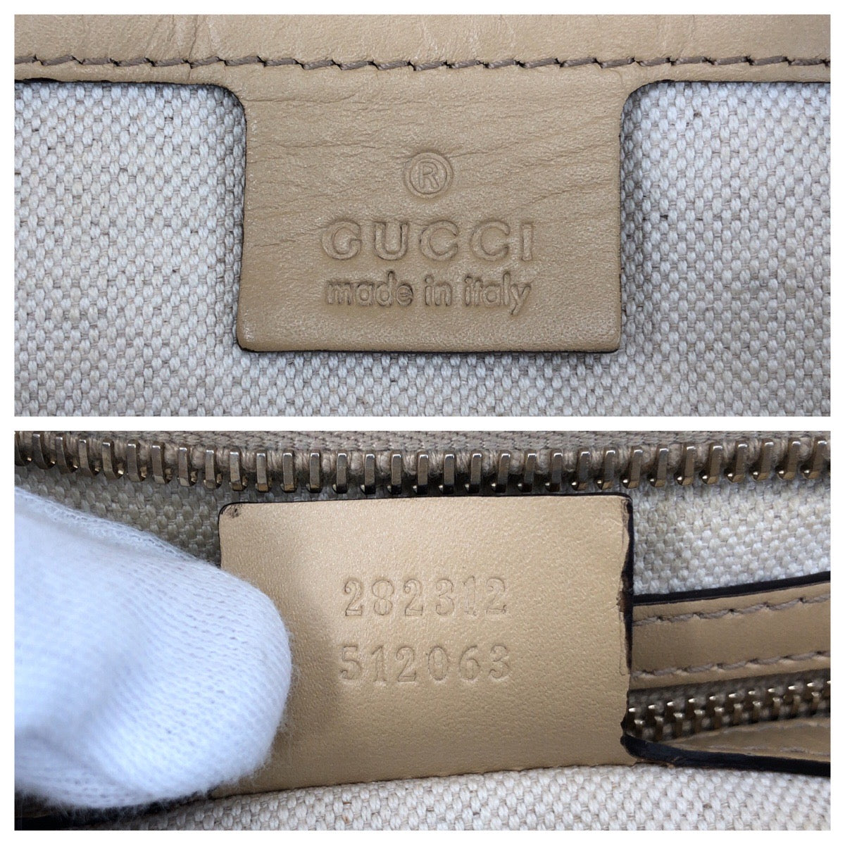 GUCCI Shoulder Bag 282312 canvas beige Bamboo Diamante