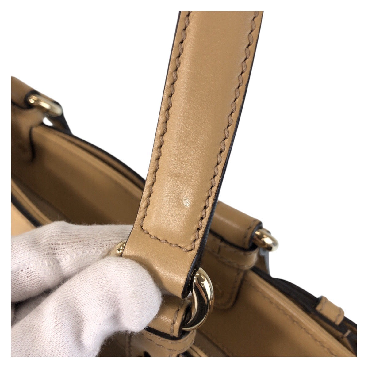 GUCCI Shoulder Bag 282312 canvas beige Bamboo Diamante
