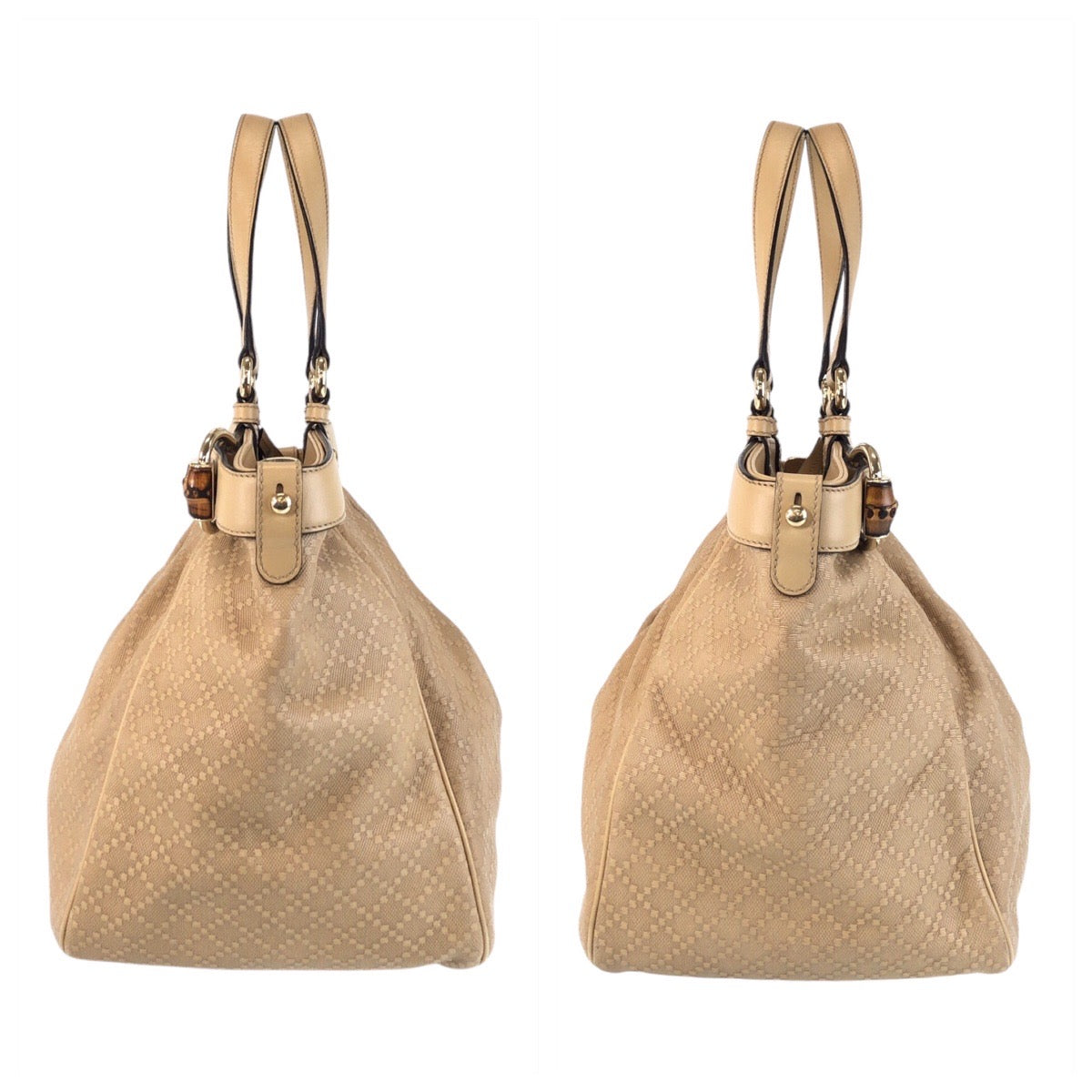 GUCCI Shoulder Bag 282312 canvas beige Bamboo Diamante