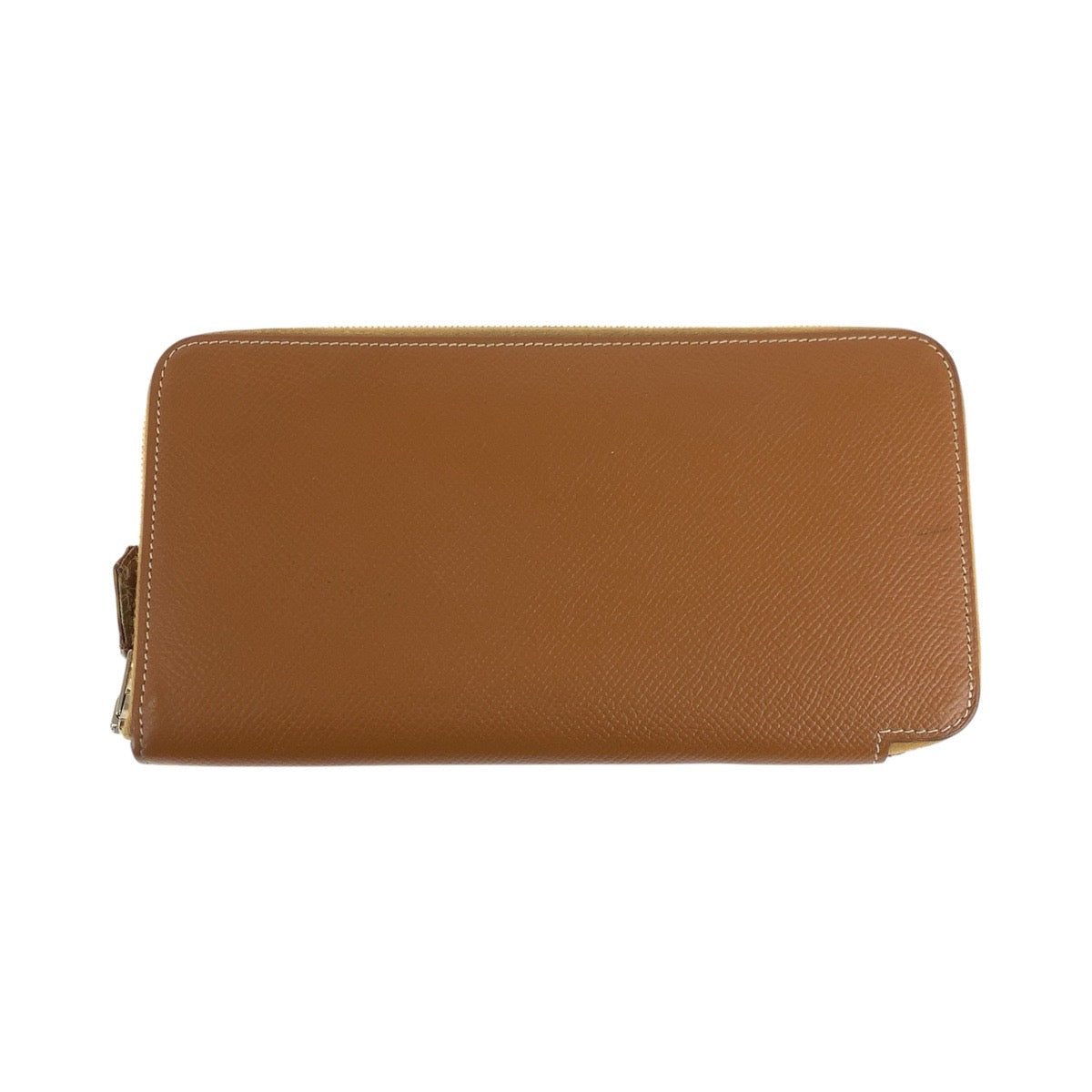HERMES Long Wallet Purse Epsom Gold Brown SilverMetal Azap Long Silk Inn