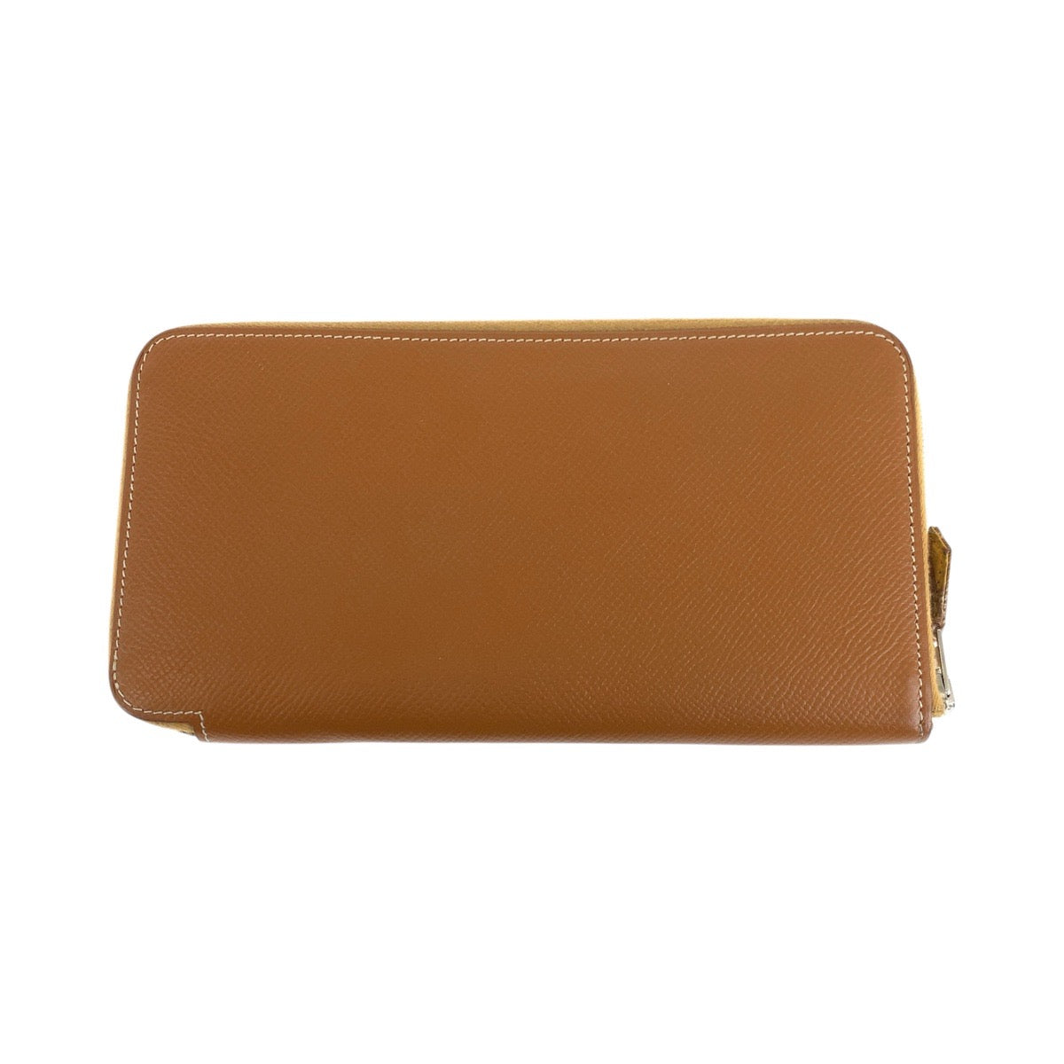 HERMES Long Wallet Purse Epsom Gold Brown SilverMetal Azap Long Silk Inn
