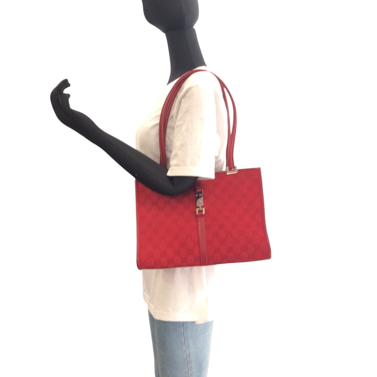 GUCCI Shoulder Bag 002 1073 GG canvas Red Jackie