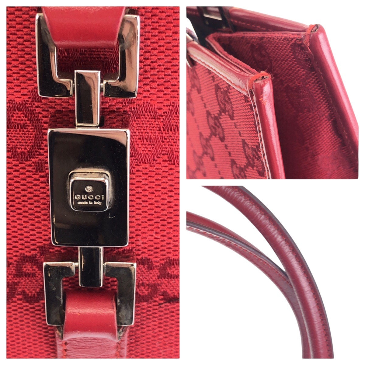GUCCI Shoulder Bag 002 1073 GG canvas Red Jackie