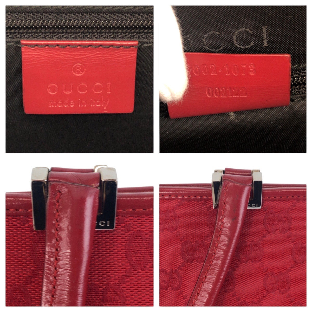 GUCCI Shoulder Bag 002 1073 GG canvas Red Jackie