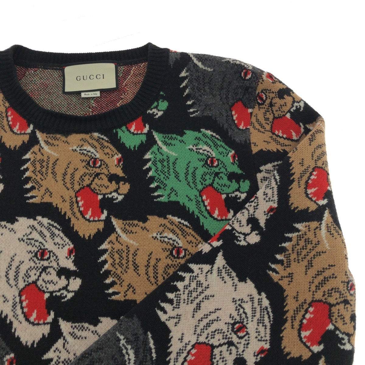 GUCCI knit 526599 X9X30 wool multicolor Panther Face L