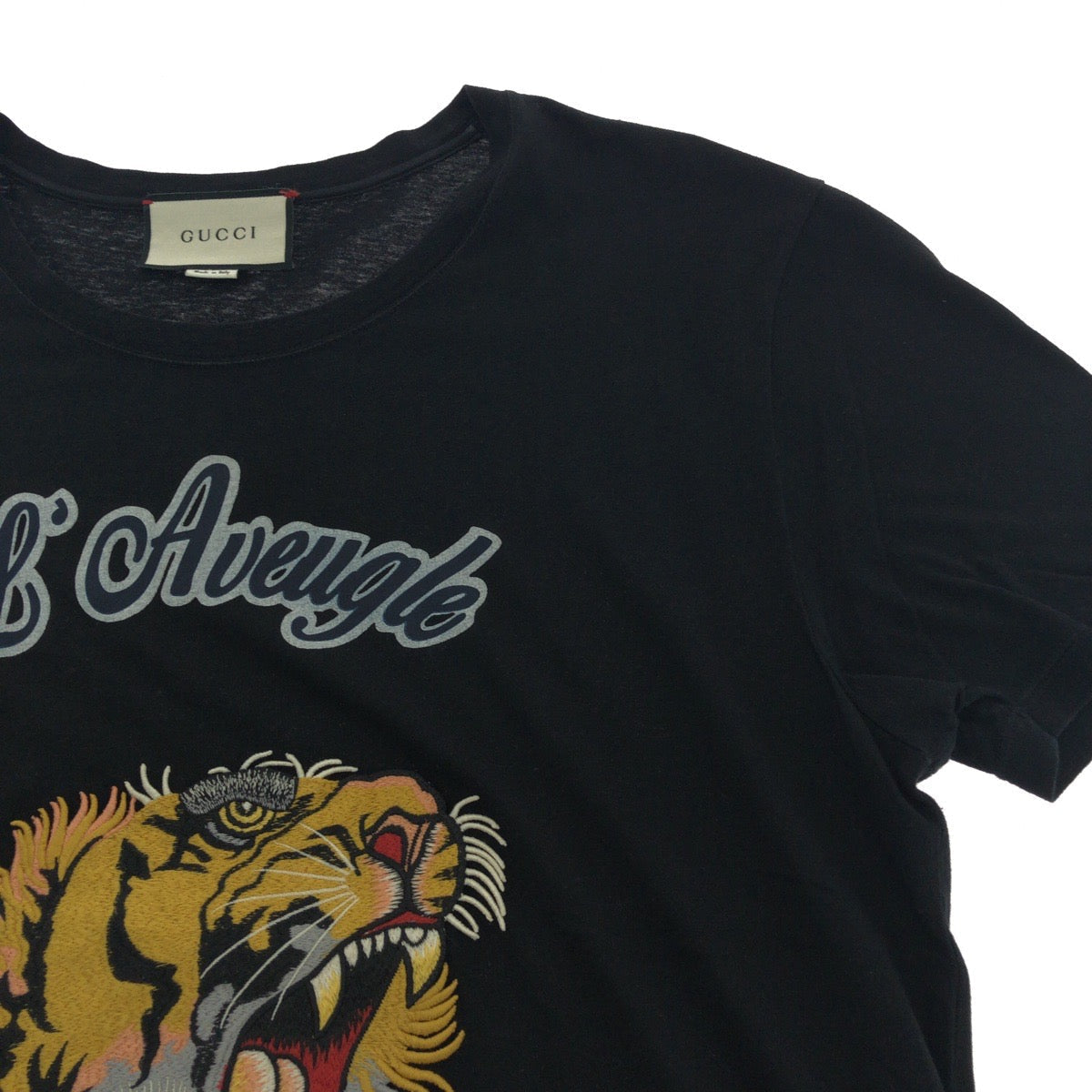 GUCCI Short sleeve T-shirt 430813-X5M72 cotton multicolor 17Stainless Steel Tiger Embroidery L