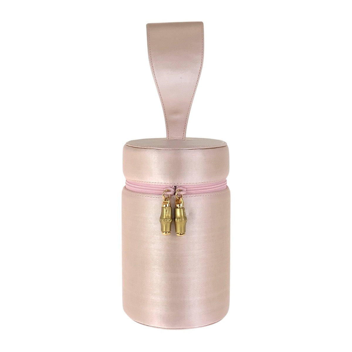 GUCCI Handbag Satin Pink Gold Metal Bamboo