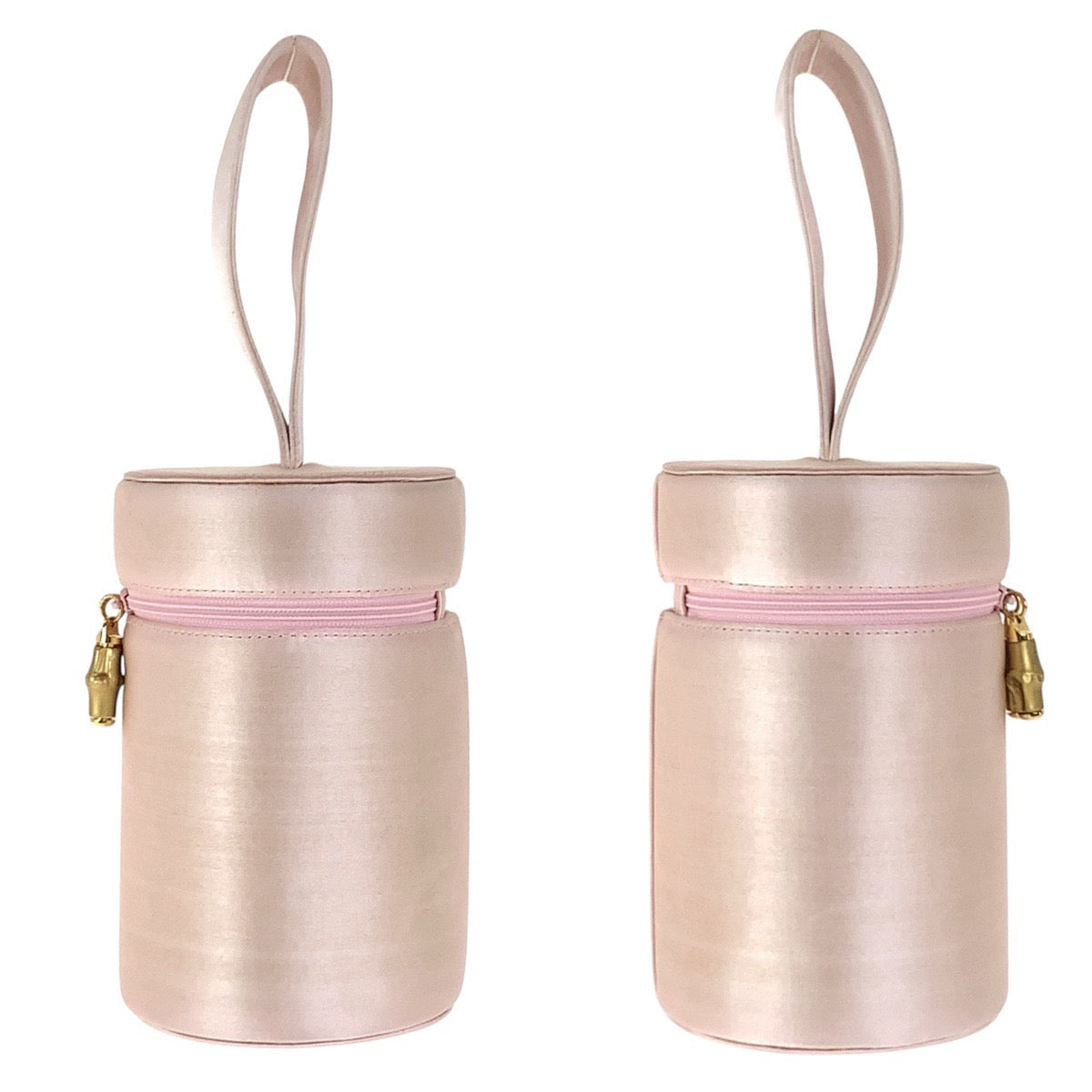 GUCCI Handbag Satin Pink Gold Metal Bamboo