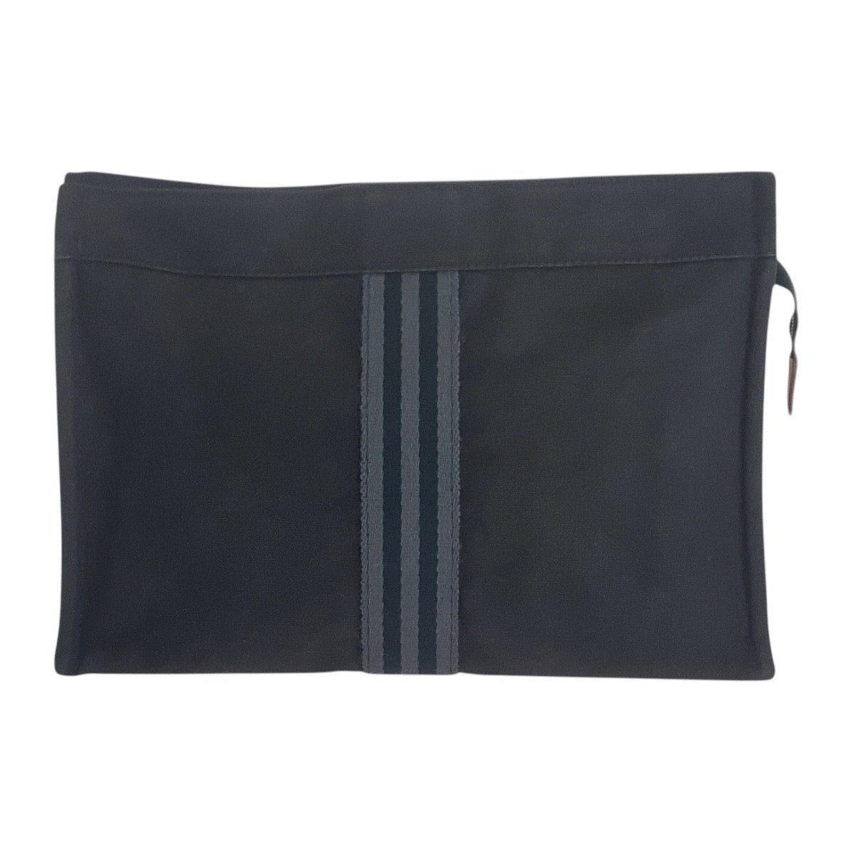 HERMES Clutch bag canvas Black Black Gray SilverMetal Fool Toe