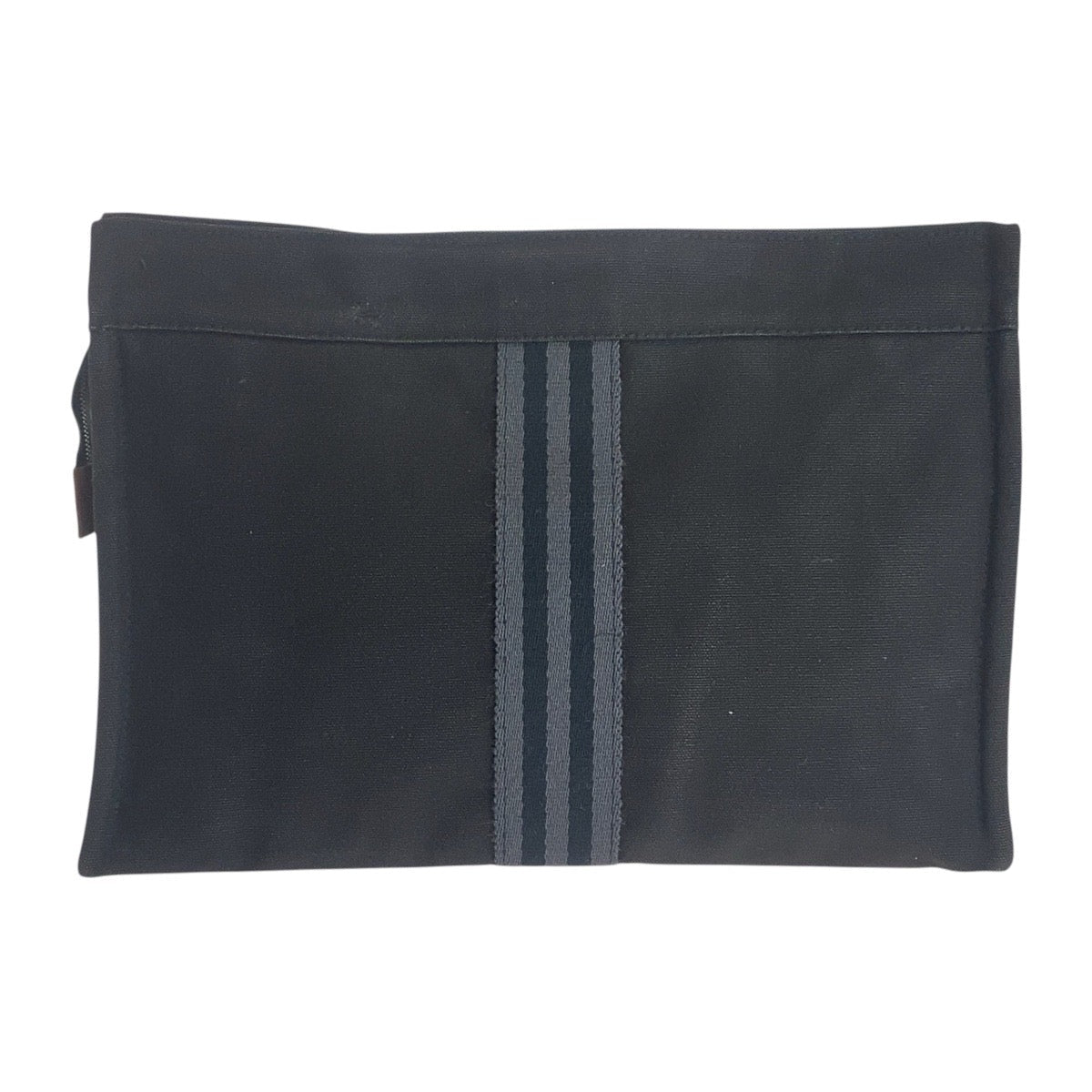 HERMES Clutch bag canvas Black Black Gray SilverMetal Fool Toe