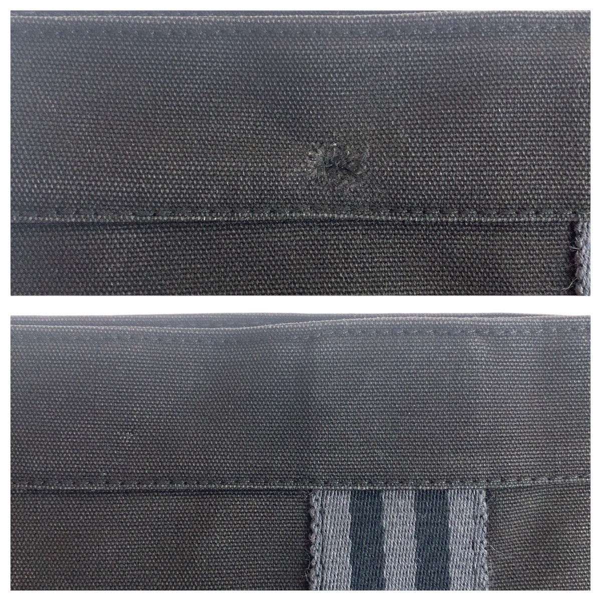 HERMES Clutch bag canvas Black Black Gray SilverMetal Fool Toe