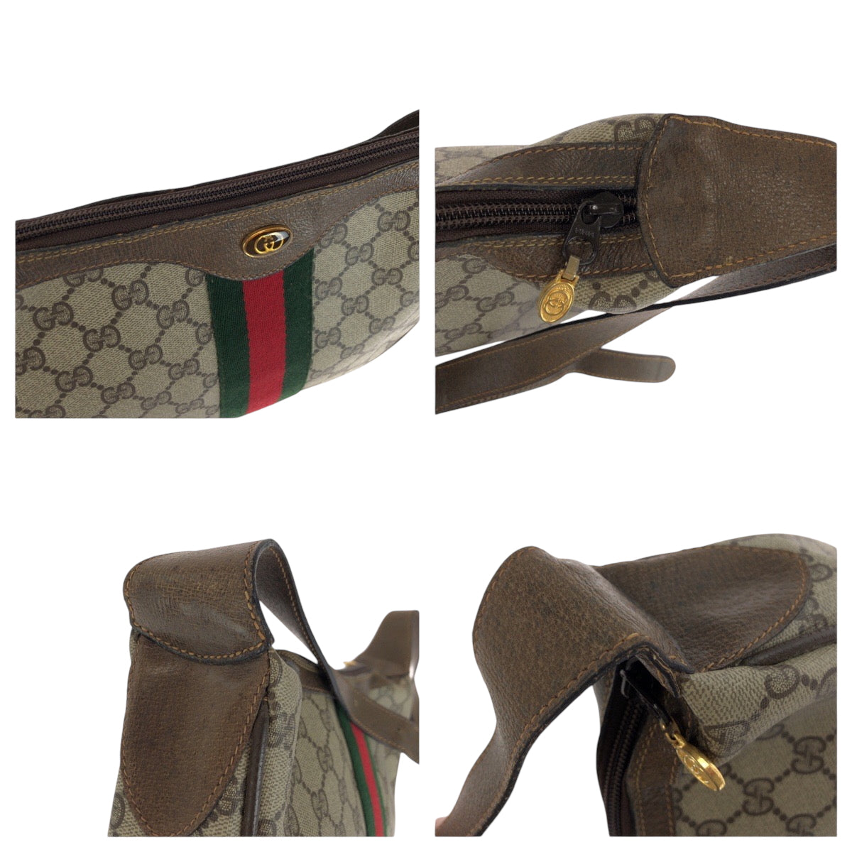 GUCCI Shoulder Bag 10 02 008 GG Supreme Canvas beige Sherry Line Old Gucci