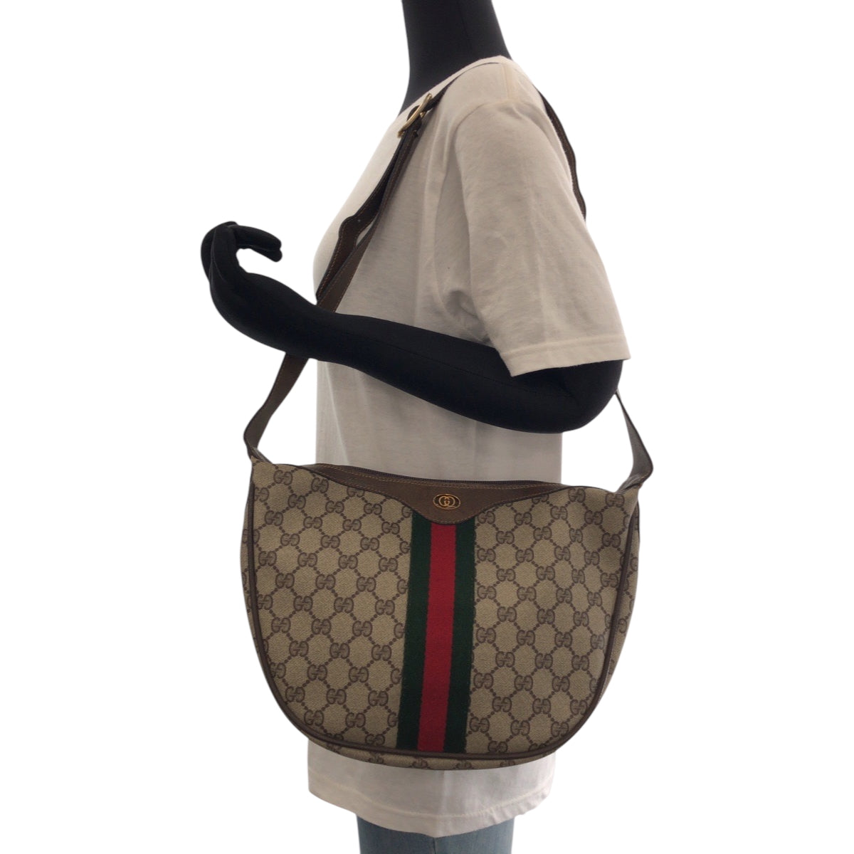 GUCCI Shoulder Bag 10 02 008 GG Supreme Canvas beige Sherry Line Old Gucci