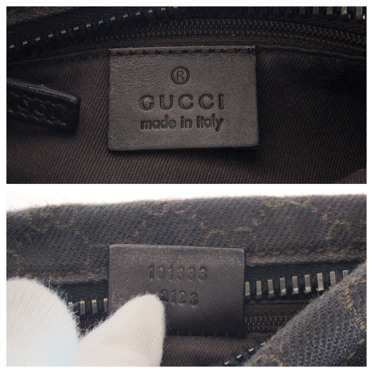 GUCCI Shoulder Bag 101333 GG canvas Brown Black Metal