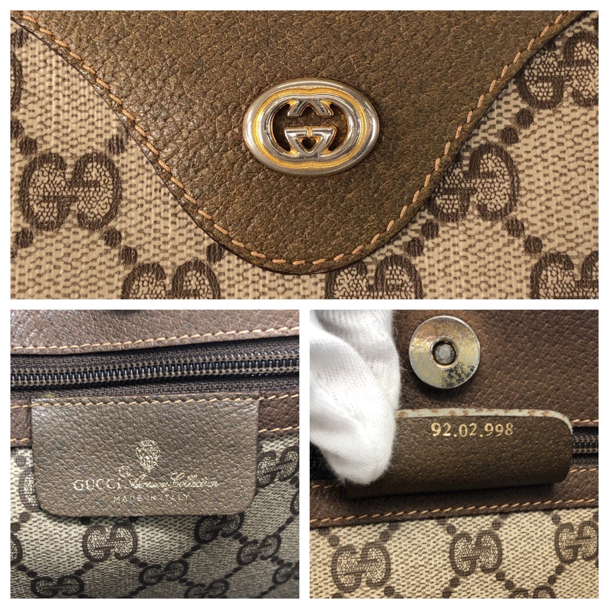 GUCCI Tote Bag 92 02 998 GG Supreme Canvas beige Old Gucci