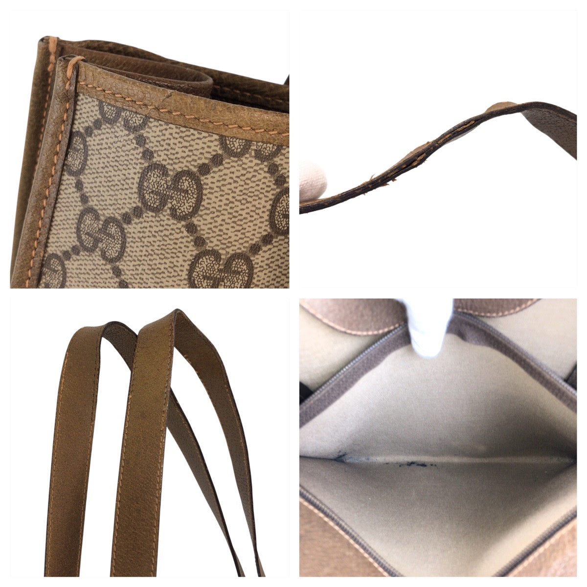 GUCCI Tote Bag 92 02 998 GG Supreme Canvas beige Old Gucci