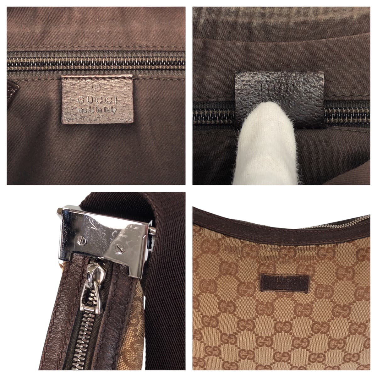 GUCCI Shoulder Bag 122790 GG canvas Beige Brown SilverMetal