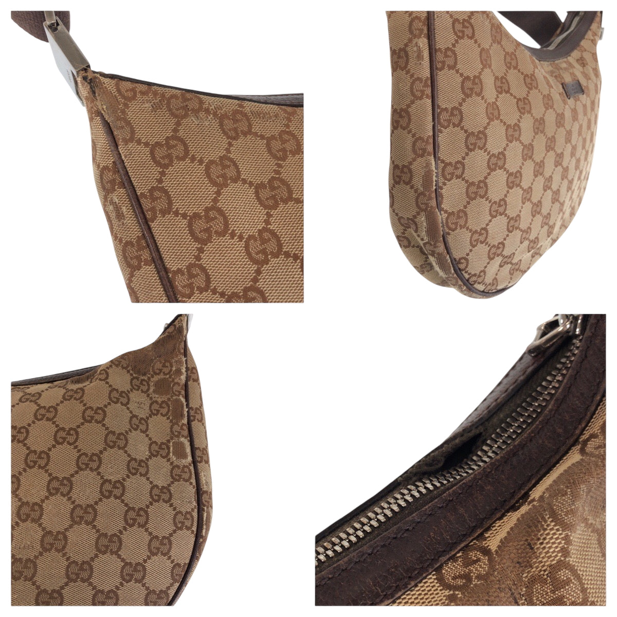 GUCCI Shoulder Bag 122790 GG canvas Beige Brown SilverMetal