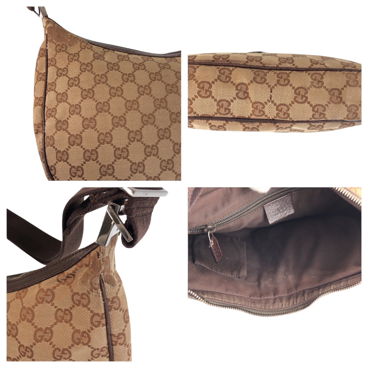 GUCCI Shoulder Bag 122790 GG canvas Beige Brown SilverMetal