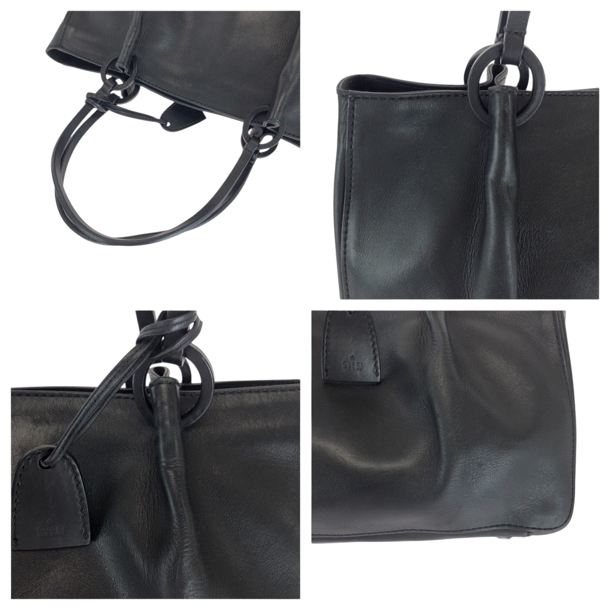 GUCCI Tote Bag 94898 leather Black GoldMetal