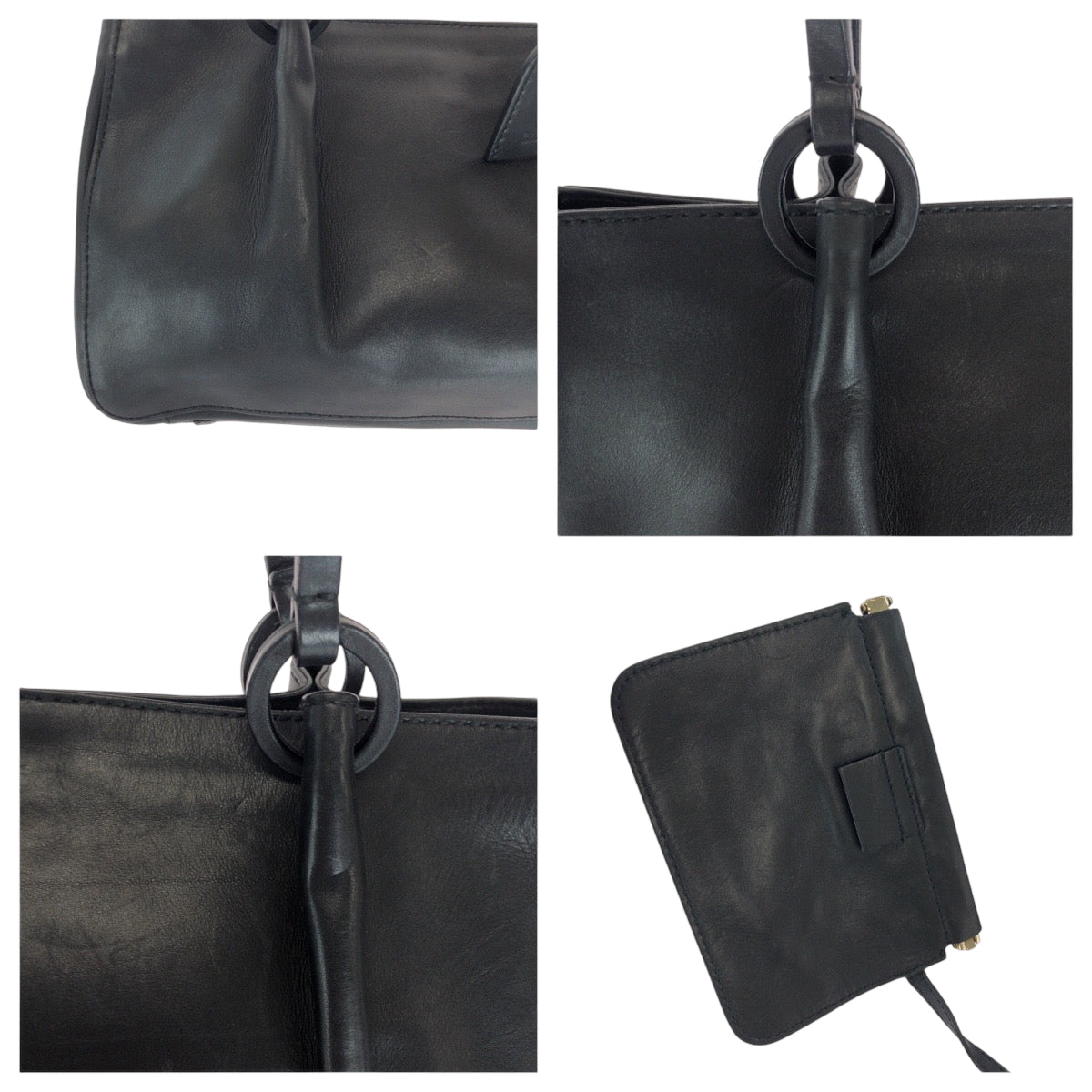 GUCCI Tote Bag 94898 leather Black GoldMetal