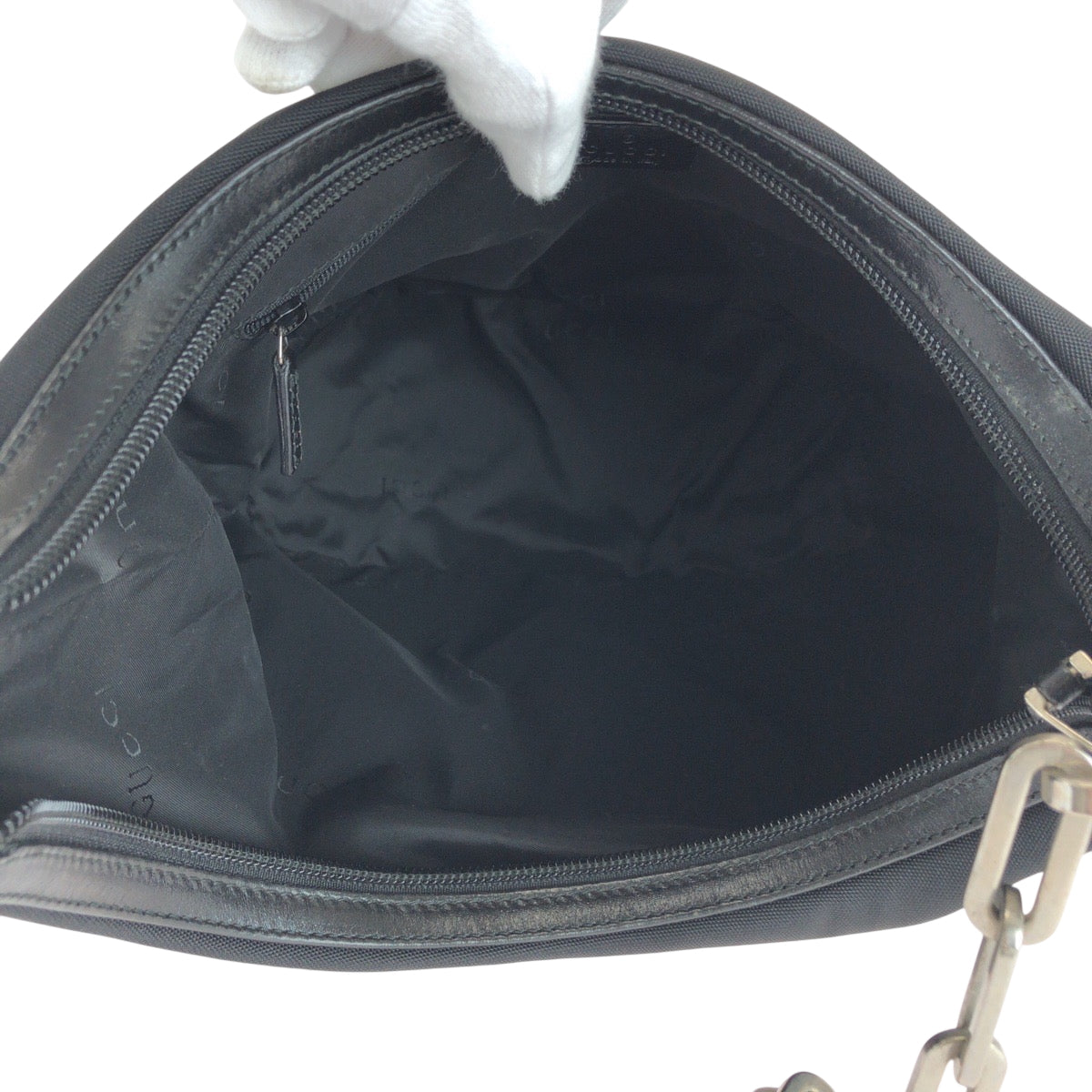 GUCCI Shoulder Bag 001 3374 Nylon Black SilverMetal