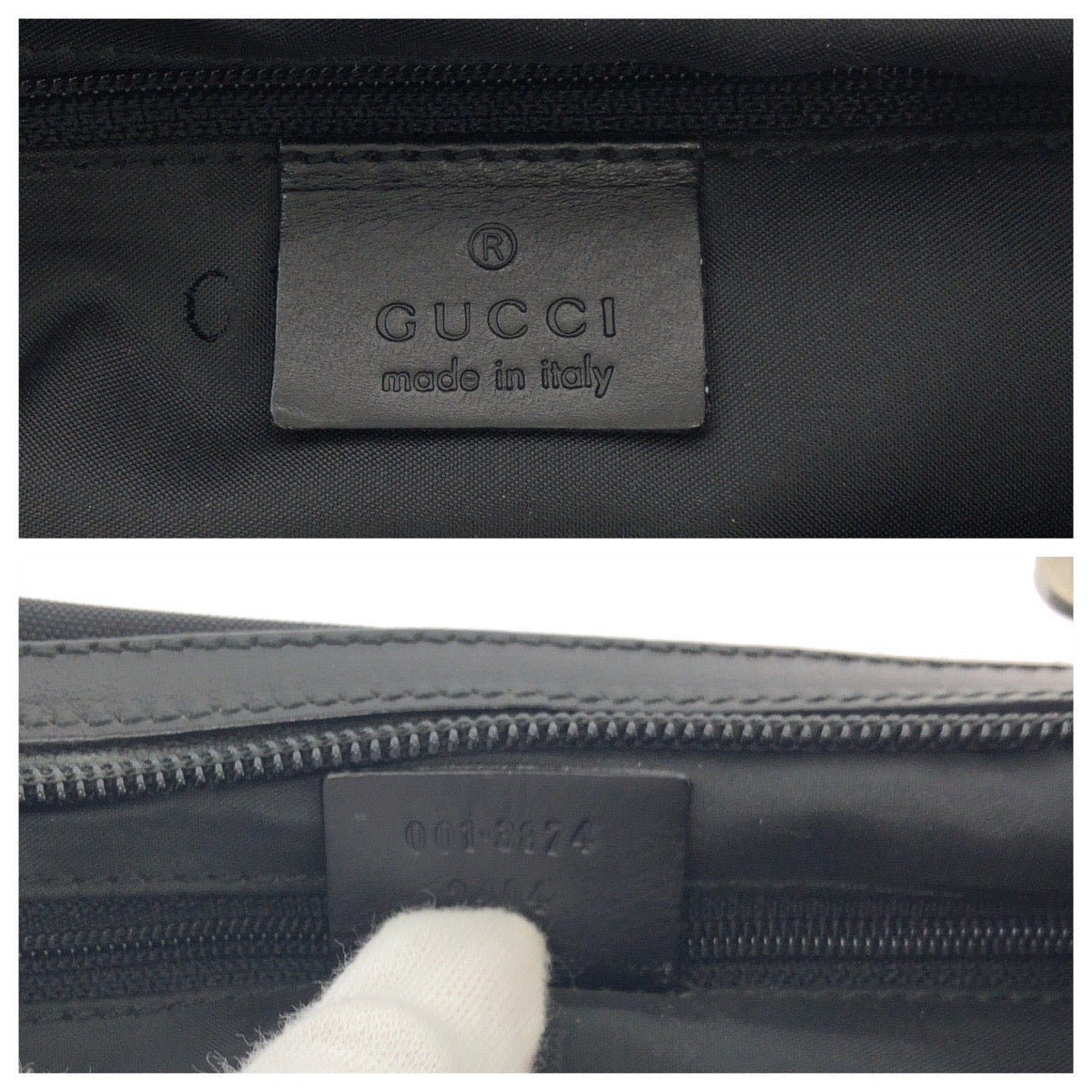 GUCCI Shoulder Bag 001 3374 Nylon Black SilverMetal