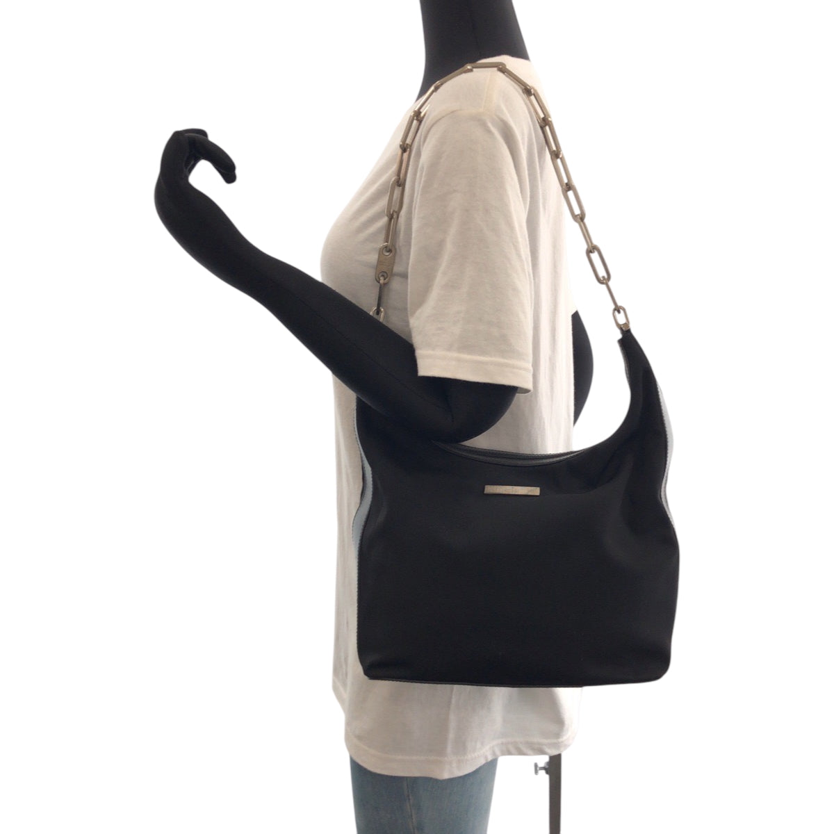 GUCCI Shoulder Bag 001 3374 Nylon Black SilverMetal