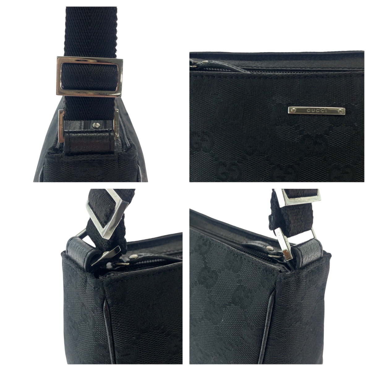 GUCCI Handbag 106644 GG canvas Black SilverMetal