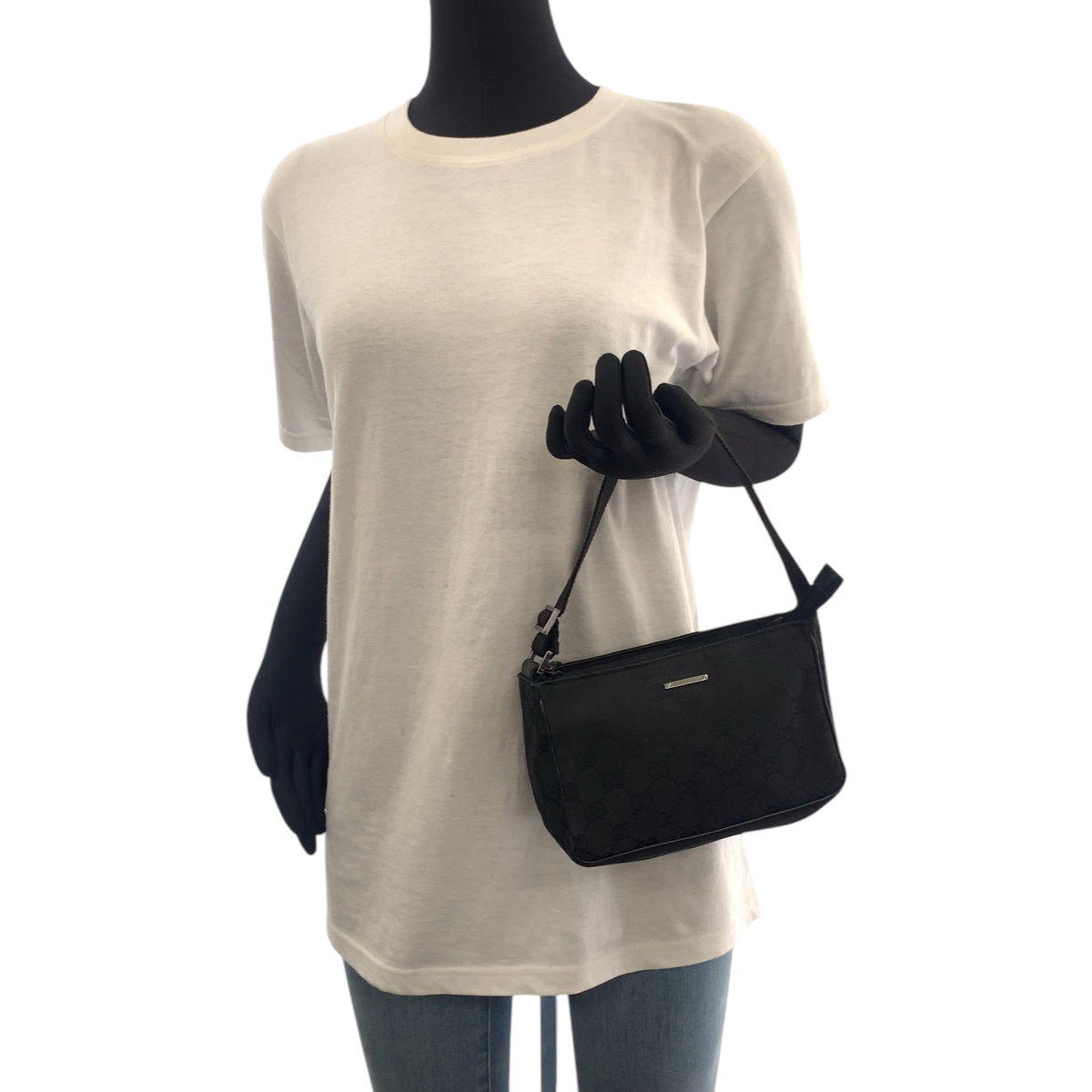 GUCCI Handbag 106644 GG canvas Black SilverMetal